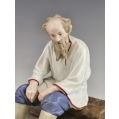 19C Russian Gardner Porcelain Figurine of Sitting Peasant image 6