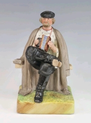19C Russian Gardner Porcelain Figurine The Accordion Player