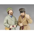 19C Russian Gardner Porcelain Group Figurine of Two Peasants in Conversation image 5