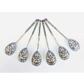 19C Russian Gilt Silver Cloisonne Enamel Tea Spoons Set 14 cm image 1