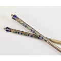 19C Russian Gilt Silver Cloisonne Enamel Tea Spoons Set 14 cm image 3