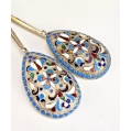 19C Russian Gilt Silver Cloisonne Enamel Tea Spoons Set 14 cm image 4