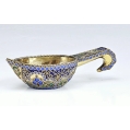19C Russian Gilt Silver Enamel Kovsh image 2