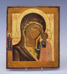 19C Russian Orthodox Icon Kazanskay Mother Of God