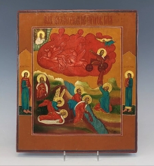 19C Russian Orthodox Icon The Life Of Prophet Elijah In the Desert