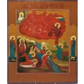 19C Russian Orthodox Icon The Life Of Prophet Elijah In the Desert image 1