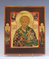 19C Russian Orthodox Kovcheg Icon St.Nicholas The Wonderworker