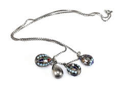 19C Russian Silver Enamel Easter Eggs Pendant