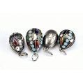 19C Russian Silver Enamel Easter Eggs Pendant image 1