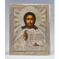 19C Russian Silver Icon Christ Pantocrator Kiot image 2
