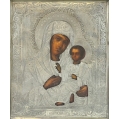 19C Russian Silver Icon The Tikhvinskay Mother Of God image 1