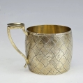 19C Russian Silver Trompe-l'oeil Tea Glass Holder Podstakannik Ovchinnikov image 5