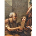 Antique 18C Neoclassical Oil Painting Charity Scene Jacques-Louis David School image 7
