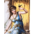 Antique French 19th C Porcelain Plaque A. Soustre After Diana Coomans Gilt Frame image 3