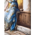 Antique French 19th C Porcelain Plaque A. Soustre After Diana Coomans Gilt Frame image 4