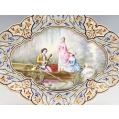 Antique French Gilt Bronze Champlevé Enamel Tray w/ Sevres Style H/P Plaque image 2