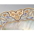 Antique French Gilt Bronze Champlevé Enamel Tray w/ Sevres Style H/P Plaque image 5