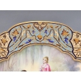 Antique French Gilt Bronze Champlevé Enamel Tray w/ Sevres Style H/P Plaque image 6