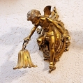 Antique French Gilt Bronze Glass Chandelier Wall Sconces Set Cherubs image 4