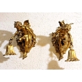 Antique French Gilt Bronze Glass Chandelier Wall Sconces Set Cherubs image 5