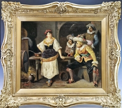 Antique French Painting George Appert ( 1850 - 1934 ) Musketeers