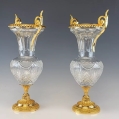 Antique French Pair Gilt Bronze Cut Crystal Vases Baccarat image 6