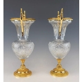 Antique French Pair Gilt Bronze Cut Crystal Vases Baccarat image 7