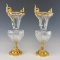 Antique French Pair Gilt Bronze Cut Crystal Vases Baccarat image 8