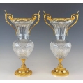 Antique French Pair Gilt Bronze Cut Crystal Vases Baccarat image 10