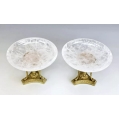 Antique Gilt Bronze Rock Crystal Pair Tazzas image 1