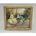 Antique Hand-Painted Miniature Paintings in Ornate Gilt Bronze Frames Rococo image 12