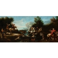 Antique Large Old Master 18th C North Italian Pair Hunting Scenes Oil Paintings image 4