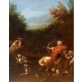 Antique Large Old Master 18th C North Italian Pair Hunting Scenes Oil Paintings image 7