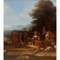 Antique Large Old Master 18th C North Italian Pair Hunting Scenes Oil Paintings image 9