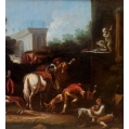 Antique Large Old Master 18th C North Italian Pair Hunting Scenes Oil Paintings image 10