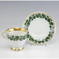 Antique Meissen Porcelain Green Ivy Vine Coffee Service Swan image 4