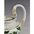 Antique Meissen Porcelain Green Ivy Vine Coffee Service Swan image 11