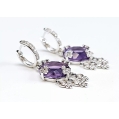 Beautiful 18K White Gold Amethyst Diamond Earings image 4