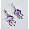 Beautiful 18K White Gold Amethyst Diamond Earings image 6
