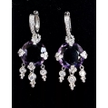 Beautiful 18K White Gold Amethyst Diamond Earings image 7