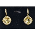 Beautiful 18K Yellow Gold Citrine Diamond Pendant Earings image 1