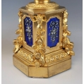 Beautiful 19C French Bronze Dore Enamel Pair Empire Style Candelabras image 3
