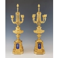 Beautiful 19C French Bronze Dore Enamel Pair Empire Style Candelabras image 4
