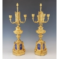 Beautiful 19C French Bronze Dore Enamel Pair Empire Style Candelabras image 5