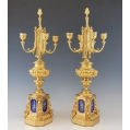 Beautiful 19C French Bronze Dore Enamel Pair Empire Style Candelabras image 11