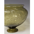 Beautiful 19C French Gilt Bronze Etched Glass Centerpiece Bowl Art Nouveau image 1