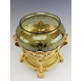 Beautiful 19C French Gilt Bronze Etched Glass Centerpiece Bowl Art Nouveau image 9