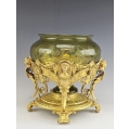 Beautiful 19C French Gilt Bronze Etched Glass Centerpiece Bowl Art Nouveau image 13