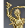 Beautiful 19C French Gilt Bronze Statue Art Nouveau A.E. Gaudez ( 1845 - 1902 ) image 1