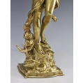 Beautiful 19C French Gilt Bronze Statue Art Nouveau A.E. Gaudez ( 1845 - 1902 ) image 2